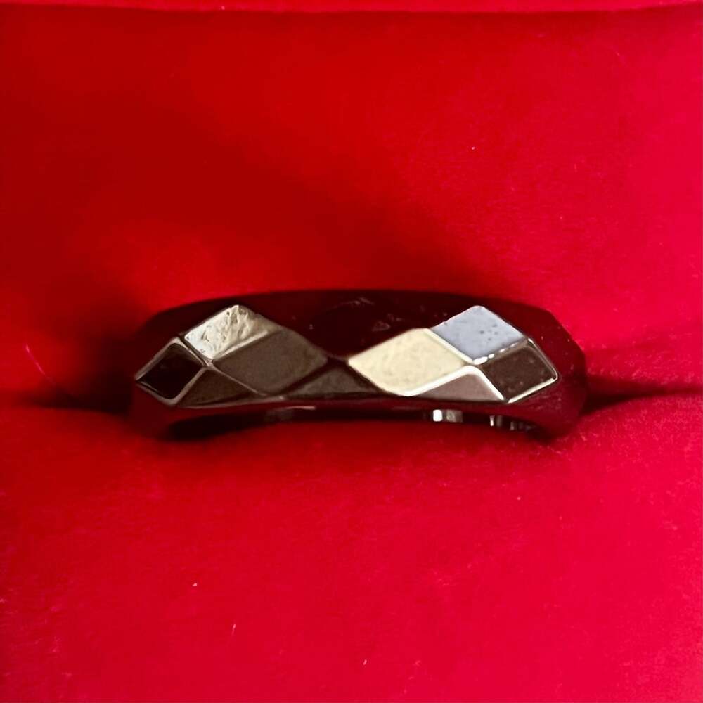 Hematite Stone Multifaceted Black Band Ring Size 13